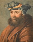 C.N. Windsor (18th Century) A portrait of Thomas More, watercolour, inscribed, signed and dated