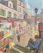 Olle Skagerfors (1920-1997) Swedish, artists painting in Montmartre, oil on board, signed, 21.75