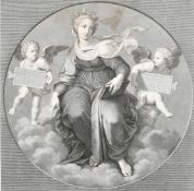 After Rapahel, two engravings depicting an allegory of Poetry and Theology, 14.75