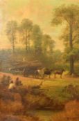 J.E. Meadows, The Logging Cart, oil on canvas, signed, 29.75