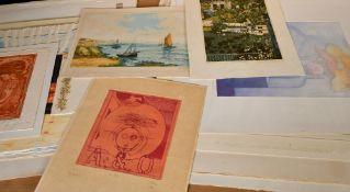 A Folder of 20th Century prints, mostly signed, (q).