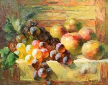 J. Howard (Late 20th Century) British, A pair of still lifes of fruit, grapes, apples and pears,