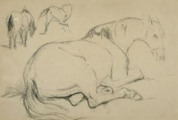George Jones (1786-1869) A horse lying down and separate studies of the horse in different
