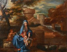 Early 19th Century, Figures in a landscape, probably Madonna and child with Saint John the Baptist