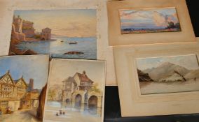 A quantity of mostly 19th Century loose watercolours and some prints, (q).