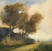 Edgar Thomas Holding (1870-1952) British, 'A Passing Storm', watercolour, signed, exhibition label