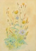 Isabel Catterson-Smith 19th/20th Century, a pastel study of pink flowers, with address label
