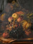 Henry Stanier (Late 19th Century) British, a still life study of fruit and trailing vines, oil on