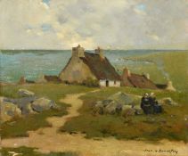 Jack Hubert Bonnefoy (20th Century) French, Female figures in possibly Breton dress seated on