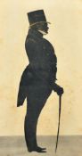 Two 19th Century silhouette portraits, the standing gentleman, 10