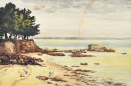Josine Vignon, 'Beg Meil', a seaside resort in Brittany, watercolour, signed, inscription verso