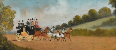 Circle of Rideout, A pair of coaching scenes, Winter and Summer, gouache, 6