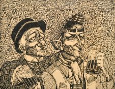 Harry Kernoff, 'A bird never flew on one wing', wood engraving, 4.5