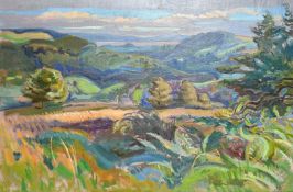 Phyllis Bray (1911-1991) British, An extensive landscape, oil on canvas, initialled, 24