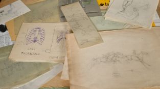 Gena Pechaubes (b. 1923) French, a folio of preparatory sketches with some life studies, (q).