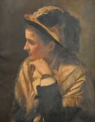 Blanche F. MacArthur (1847-1903), Head and shoulders portrait of a young lady wearing a straw bonnet