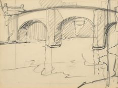 Stanley Royle (1888-1961), 'Baslow Bridge, Derbyshire, pencil, label verso, 4.25
