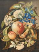 19th Century, A still life of fruit, flowers and cobnuts, watercolour, 13