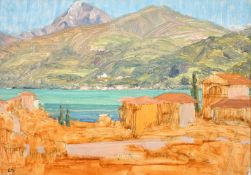 English School (20th Century), 'Summer 1935 Lake Como', inscription verso along with a view of