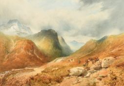 Edward Matthews (19th Century), 'The Three Sisters Pass of Glen Coe, Scotland', watercolour, signed,