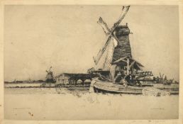 Andrew Fairbairn Affleck (1874-1935), 'Zaandam Zaw Mill', etching, signed in pencil, plate size 9