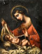 19th Century, Madonna and child, oil on canvas, 12