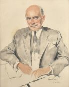 Herbert James Gunn, Portrait of a gentleman, oil on board, signed and dedicated, 17.75