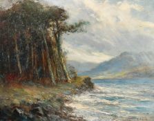 W. T. Richards, A river landscape, oil on canvas, signed and dated 1889, bears label, 14