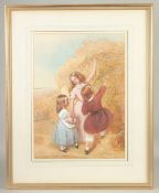 Frederick Cruickshank (1800-1868) An Autumn scene of young children picking berries, watercolour,