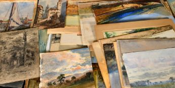 A Folder of 19th Century watercolours and drawings, (q).