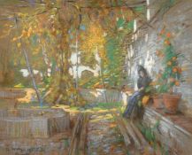 Francis Wallis-Markland (19th/20th Century), 'Grenada', a female figure sitting by orange trees,