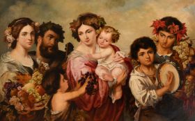 Arthur Heinrich Fitger (1840-1909) German, a group of Bacchanalian figures with trailing vines and