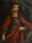 18th Century Continental School, Portrait of a female Saint with a basket and holding a lantern, oil