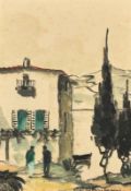 Cecil Rochfort Doyly John (1906-1993) South African, A Mediterranean dwelling near a lake with