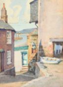 James Heseldin (1887-1969) British, 'Back road east, St. Ives', Cornwall, watercolour, signed, label