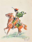 Gena Pechaubes (b. 1923) French, a group of four watercolour studies of military figures on