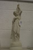 A Parian ware figure of a classical young lady holding an urn on her shoulder.