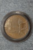 A World War I bronze death penny for Roland George Hunt, framed.