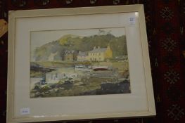 Valentine Gilbert, Old Fishguard, watercolour and other paintings and prints, some unframed.