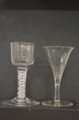 A 19th century cordial glass with air twist stem and another glass.