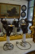 A pair of Art Deco style lamp bases.