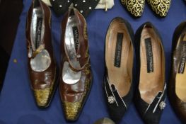 Eight pairs of Ladies designer high heel shoes by Rene Caovilla, Guido Pasquali and others, size 4