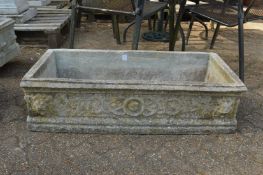 A good reconstituted stone rectangular garden trough.