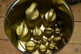 A set of brass weights.
