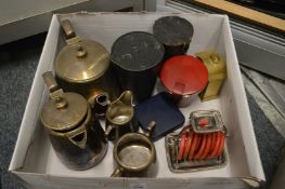 A Sheffield plate wax jack and other items.
