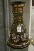 An enamel decorated glass vase or hukka base.