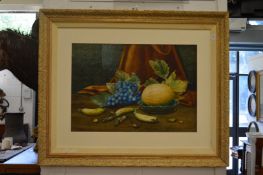 N Winter, still life of fruit on a table, watercolour, signed and dated 1900 in a decorative gilt