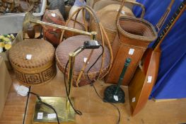 Miscellaneous items to include Japanese wicker baskets.