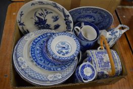 Blue and white china.