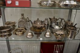 A quantity of plated items to include a set of four bottle coasters.